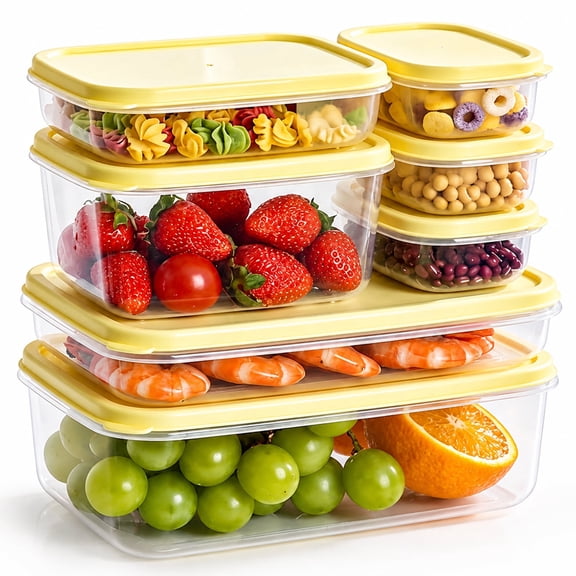 7 Pack Airtight Leak Proof Food Storage Containers with Lids, Bpa-Free Reusable Plastic Meal Prep Lunch Boxes, Microwave Freezer Dishwasher Safe for Kitchen Organization