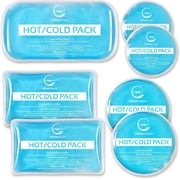 AllSett Health Reusable Gel Ice Pack Set, Hot and Cold Compress for Knee, Back, Neck and Ankle, 7 Pack
