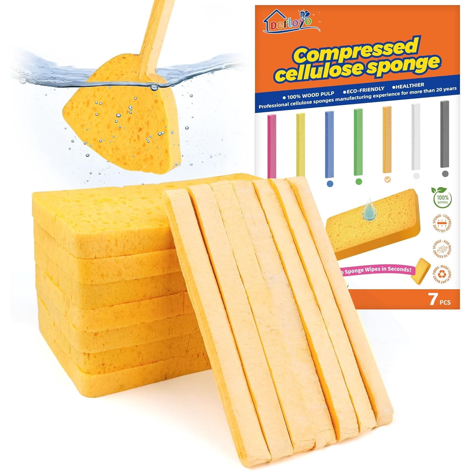 7 Pack Biodegradable Cellulose Pop Up Sponges | Compostable Kitchen ...