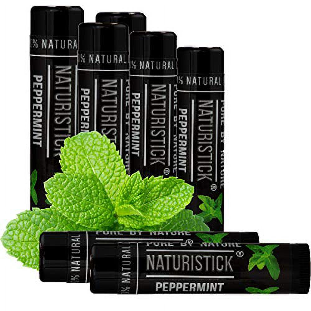 7Pack Black Peppermint Lip Balm for Men and Women. Attractive Black Stick Gift Set by
