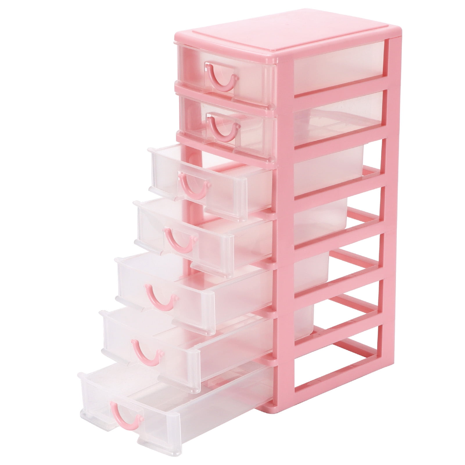 7 Pack Clear Drawer Desktop Organizers, Plastic Storage Units for