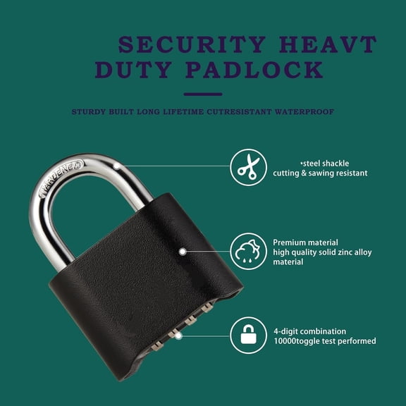 7 Pack Combination Lock 4 Digit Locks with Code Outdoor Weatherproof Padlock, Locks of Metal for Gate, Shed, Storage Unit