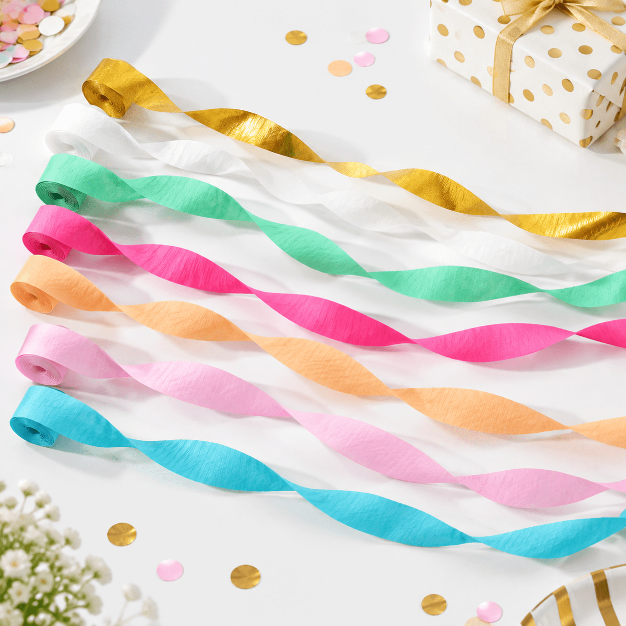 7-Pack Crepe Paper Streamers for Party Decorations, Multicolor ...