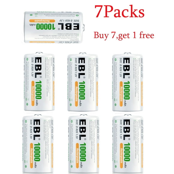 EBL Rechargeable D Batteries, 10000mAh Ni-MH High Capacity D