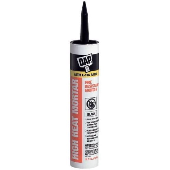 7 Pack Dap 18854 High Heat Mortar Silicate Cement - Black 10.1-oz Cartridge