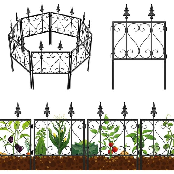 7 Pack Decorative Garden Fence 25inx7ft Metal Wire Animal Barrier Border Panel