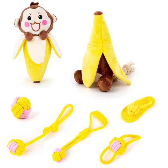 7 Pack Dog Chew Toys with Squeaky and Rope Toys, Suitable for Medium Small Dogs