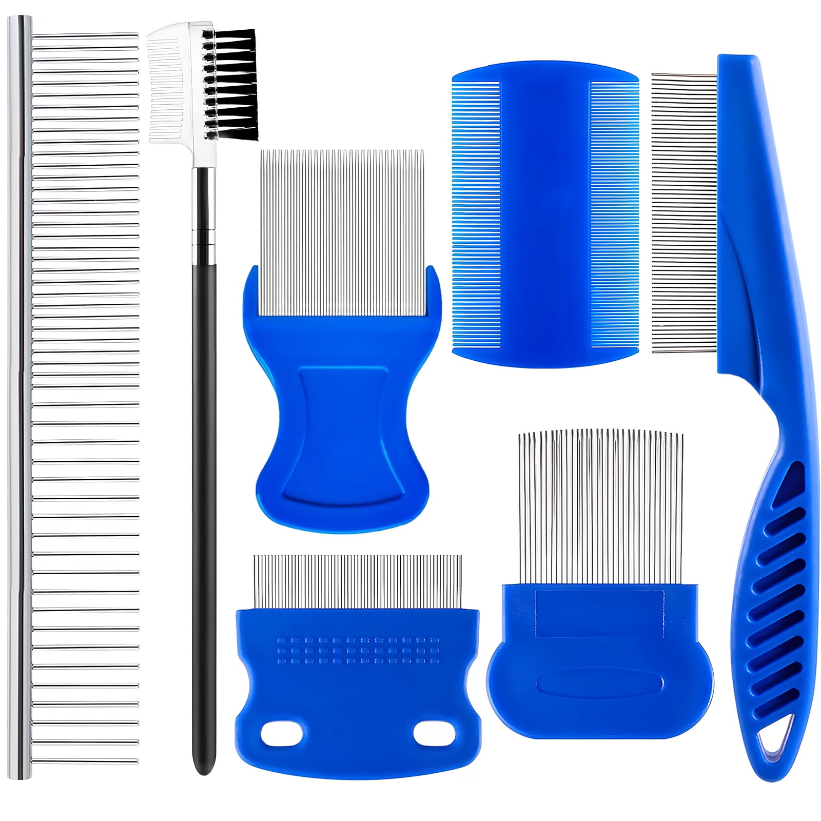 Image result for 7 Pack Flea Comb,Stainless Steel Dog Cat Grooming Combs with Rounded ...