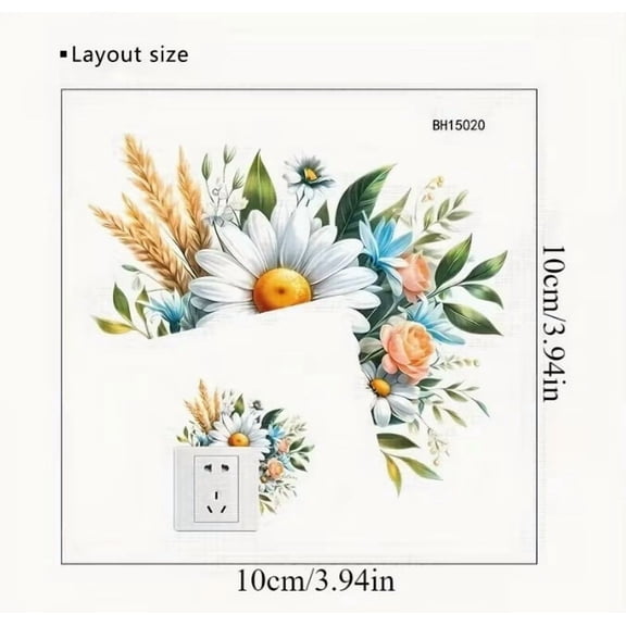 7 Pack Floral Switch Plate Stickers for Light Outlet Covers Wall Decor