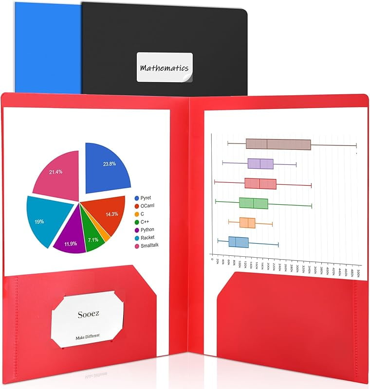 7 Pack Folders with Pockets, Pocket Folders with Extra Labels, Plastic ...