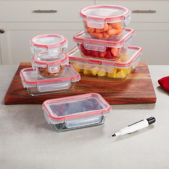 (7-Pack) Glass Food Storage Containers Set, (1, 2, 4 Cups) Airtight & Leakproof Plastic Locking Lids BPA-Free, Meal Prep Containers Set, Freezer Dishwasher Microwave Safe