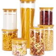 thumbnail image 1 of 7-Pack Glass Food Storage Jars with Airtight Bamboo Lids, Pantry Organization Set, 1 of 7