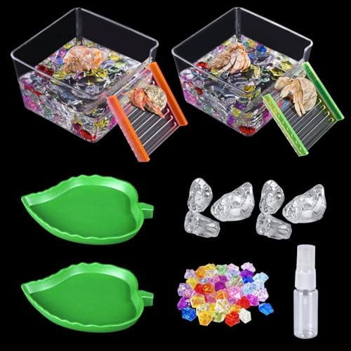7-Piece Hermit Crab Starter Kit - Bathing Pool, Water Dish, Food Bowls, Stones & Spray Bottle