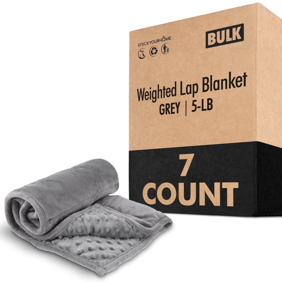 7 Pack Kidaddle 5lb Weighted Blanket Blue Plush Minky Lap Pad with Sensory Support for Autism or ADHD Giftable Blanket with Travel Bag