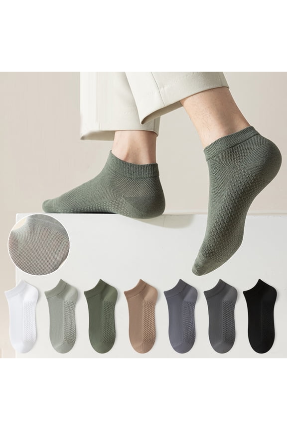 7 Pack Mens Ultra Thin Breathable Socks Summer Mesh Cotton Business Dress Sock