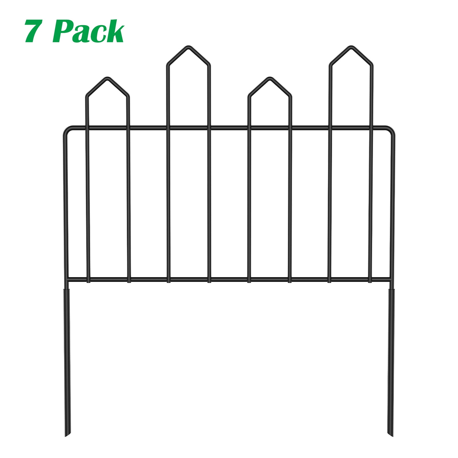 7 Pack Metal Garden Fence, 20in Height Decorative Iron Fencing Panels, Black Garden Edging for Yard, Flower Bed, Landscape Border & Animal Barrier