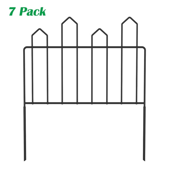 7 Pack Metal Garden Fence, 20in Height Decorative Iron Fencing Panels, Black Garden Edging for Yard, Flower Bed, Landscape Border & Animal Barrier