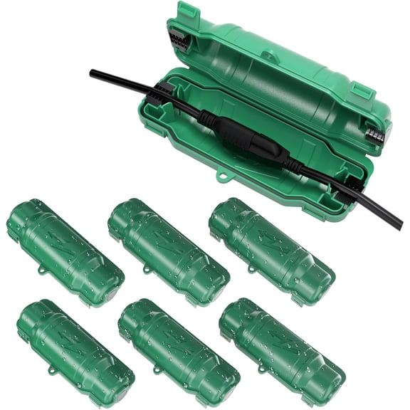 7 Pack Outdoor Extension Cord Safety Cover with Waterproof Seal IP54 Water-Resistant, Weatherproof Electrical Connection Box with 2 Latches, Plug, Socket, Holiday Decoration Light, Green