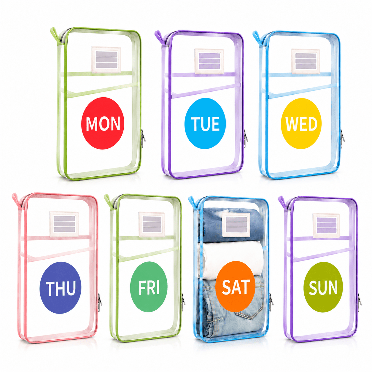 7 Pack Packing Cubes for Travel Days of Week Packing Cubes with Labels ...