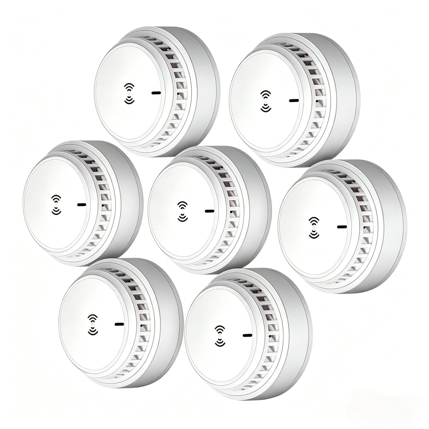7 Pack Photoelectric Smoke Alarm Detector, Home Fire Safety Sensor Alert, 3V AA Battery Operated, No Wiring Required