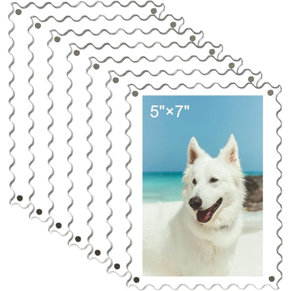 7 Pack Picture Frames, 5x7 Inch Picture Frame, Fridge , Double Sided Clear Photo Frame for Wall, Refrigerator, Desk