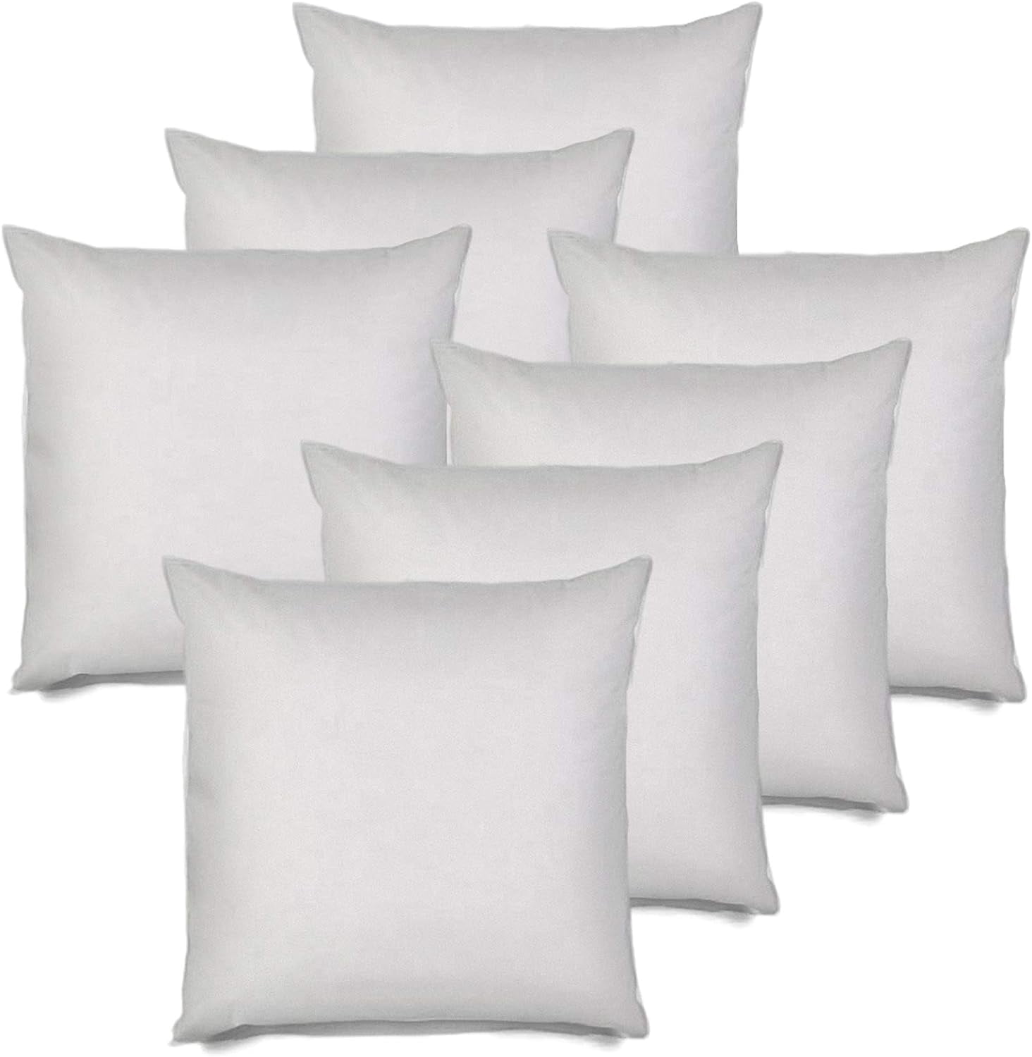 7 Pack Pillow Insert 16X16 Hypoallergenic Square Form Sham Stuffer Standard White Polyester
