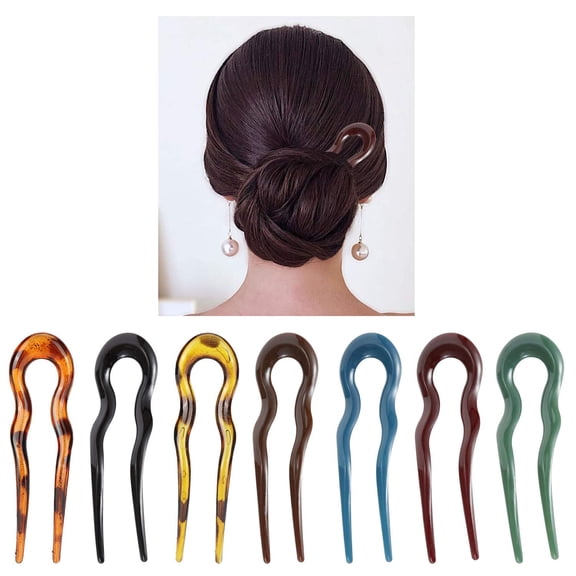 7 Pack Plastic Hair Fork Pins Chopsticks Hairpins Picks Carved Hollow Long Hair Sticks Hairclips Magic Simple Fast Hair Bun Chignon Braids Twist Styling Maker Accessories Bulk