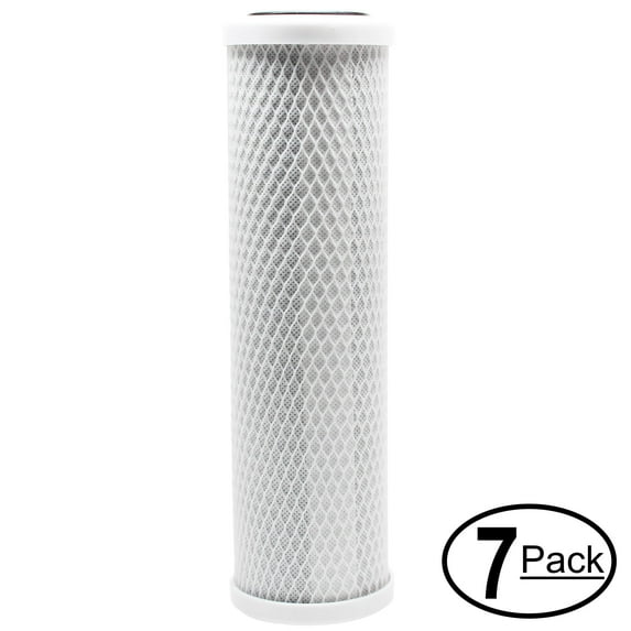 7-Pack Replacement for Watts WP-2 LCV Activated Carbon Block Filter - Universal 10 inch Filter for WATTS PREMIER WP-2 LCV 500313 LCV UNDER COUNTER FILTRATION - Denali Pure Brand