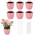 thumbnail image 1 of 7 Pack Self-Watering Flower Pot, Wall Hanging Plastic Planter with Removable Basket Cotton Rope and Hooks for Indoor Garden, Pink, Small, 1 of 7