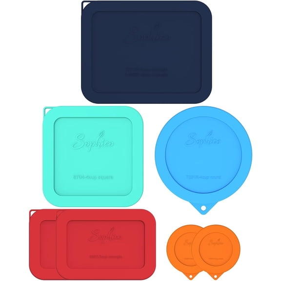 7-Pack Silicone Lids for Pyrex Freshlock and SNAPWARE Glass Bowls - Airtight, Leakproof, Freezer/Dishwasher/Microwave Safe Replacement Rectangle Covers（Glass bowls not included）