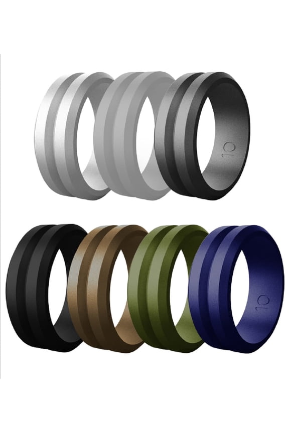 7-Pack Silicone Wedding Rings – Unisex Rubber Bands for Active Lifestyles & Sports, Durable & Waterproof Alternative TIKA