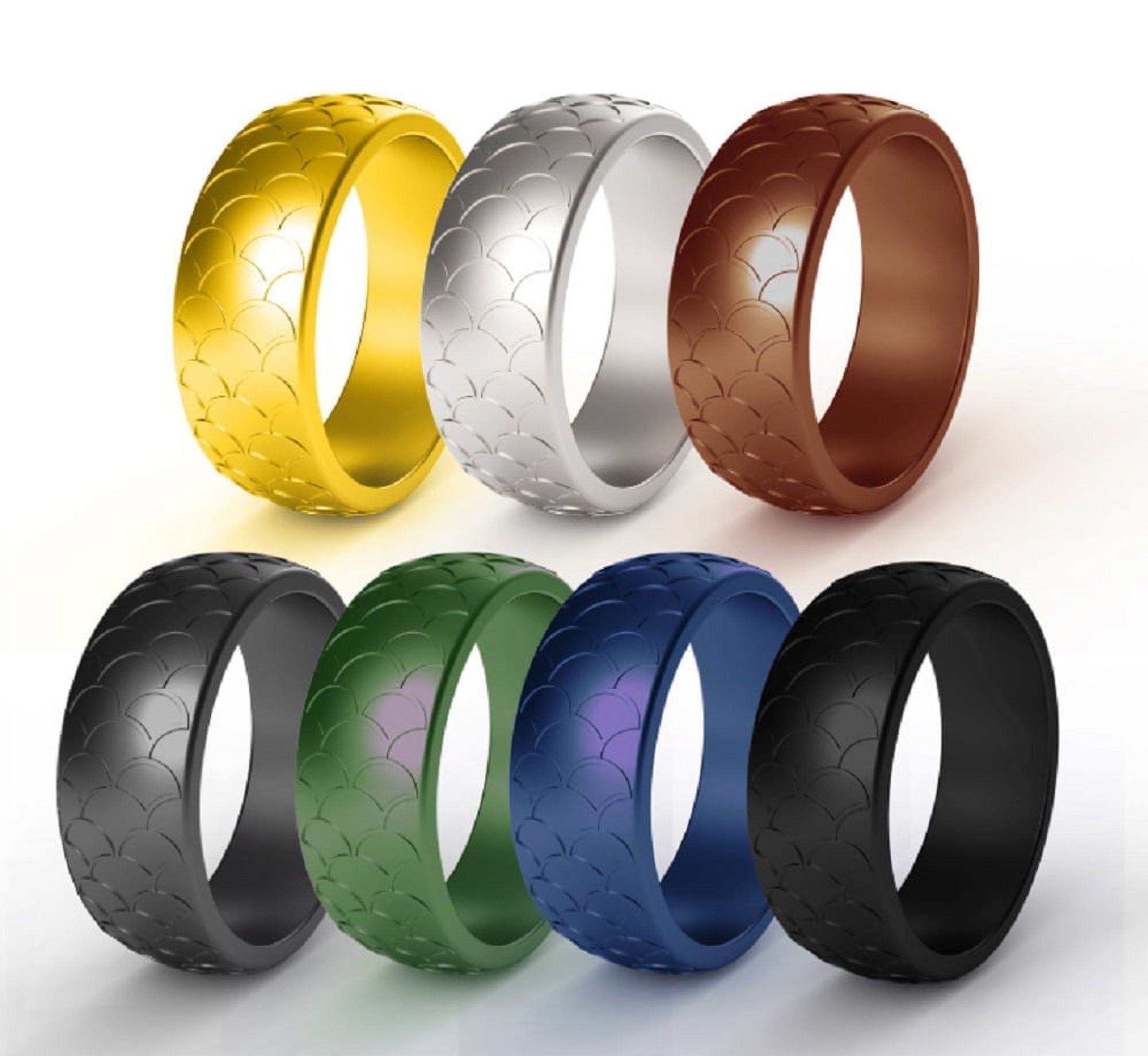 Rubber Wedding Band Men 3-Pack Silicone Wedding Rings - Unisex Rubber ...
