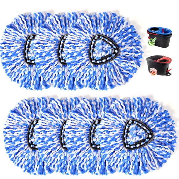 7 Pack Spin mop Refill with Ocedar Triangle Swivel Mops, Spin mop Replacement Head - Fully Compatible with EasyWring System 2 Tank System, Microfiber Spin Mop Refill(7 Pack)