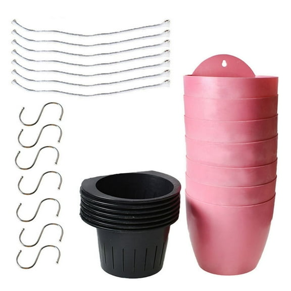 7 Pack Strawberry Pot Hanging Planter Pots Indoor Plants Decor Wall Decor Basket Indoor with Drainage in Garden Outdoor