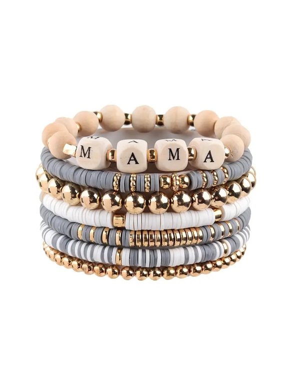 7-Pack Surf Bracelet Set - Colorful Beaded Stackable Boho Bracelets with Elastic Clay Beads, Stylish Summer Beach Jewelry for Women, Perfect Mother's Day & Birthday Gift
