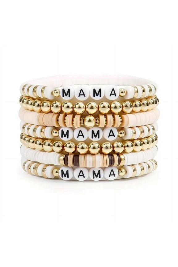 7-Pack Surf Bracelet Set - Colorful Beaded Stackable Boho Bracelets with Elastic Clay Beads, Stylish Summer Beach Jewelry for Women, Perfect Mother's Day & Birthday Gift