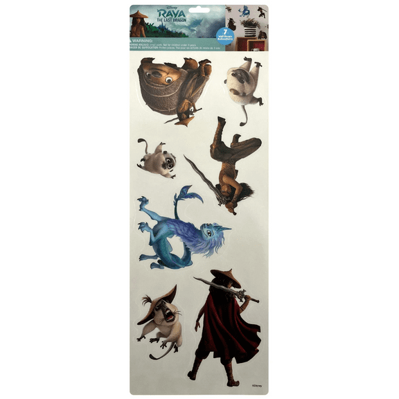 7 Pack Vinyl Decals Raya and The Last Dragon, Vibrant Disney Wall Stickers Featuring Characters, Scenes, Easy to Apply on Smooth Surfaces, Perfect for Bedrooms, Playrooms, Disney Fans