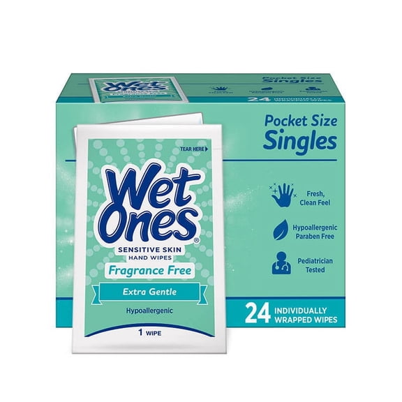 7 Pack Wet Ones Sensitive Skin Hand Wipes Unscented Individually Wrapped 24 Each