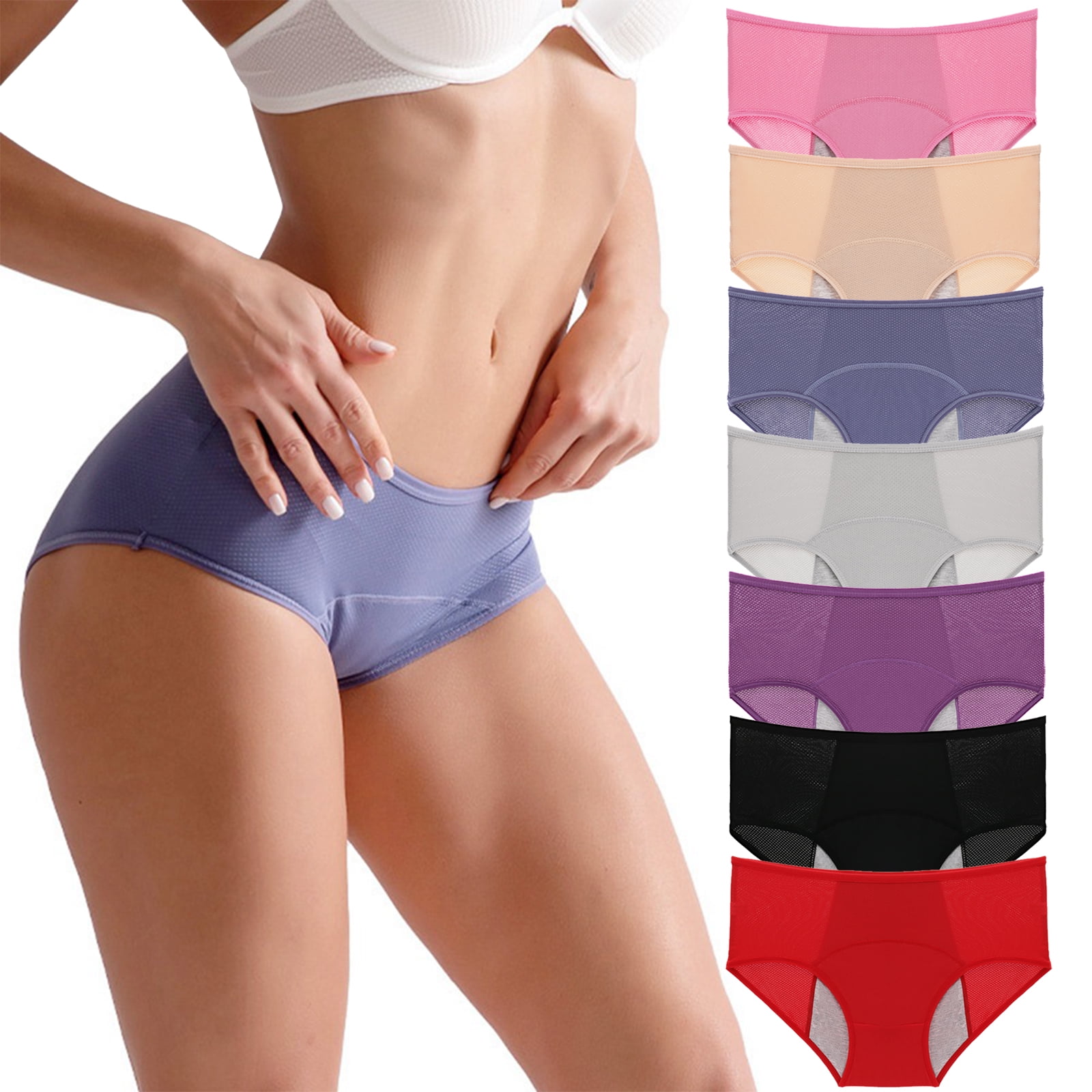 5 Pack Womens Period Panties Menstrual Underwear Cotton Briefs Black  Leakproof