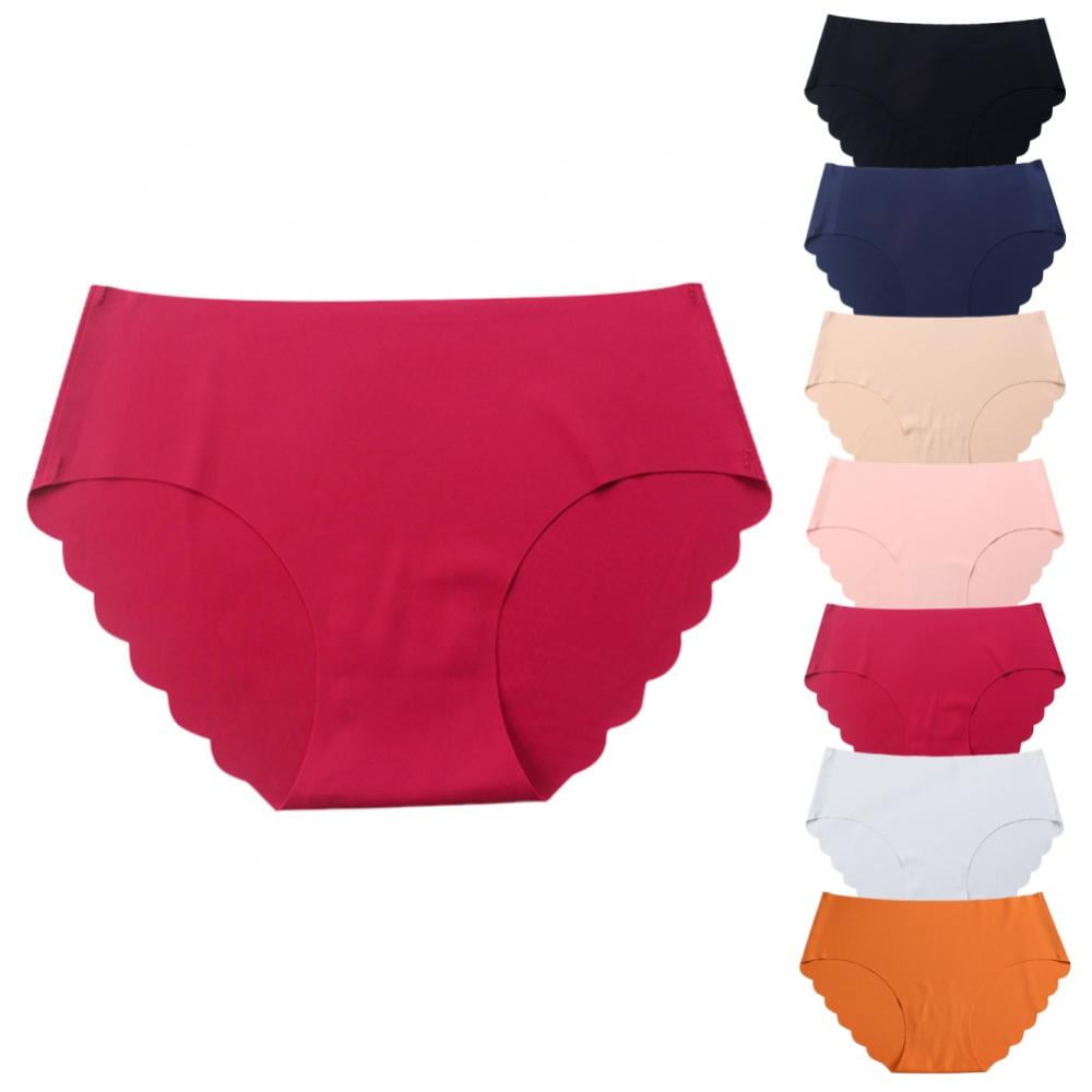 7-Pack Women Soft Seamless Panties Underwear Scalloped Trim Bikini Panty  Breathable Hipster Stretch Underpants
