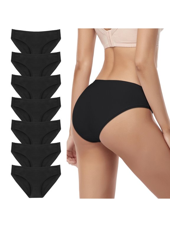 7-Pack Women's Cotton Brief Underwear, Hipster Girls Panties Low Waist Briefs