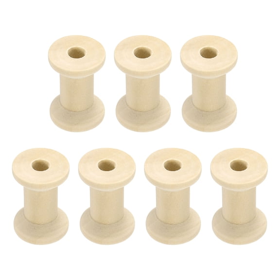 7 Pack Wooden Bobbins, 0.79" x 1.18"(WxH) Unfinished Wooden Spools Wire Weaving Bobbins Empty Thread Spools, Beige