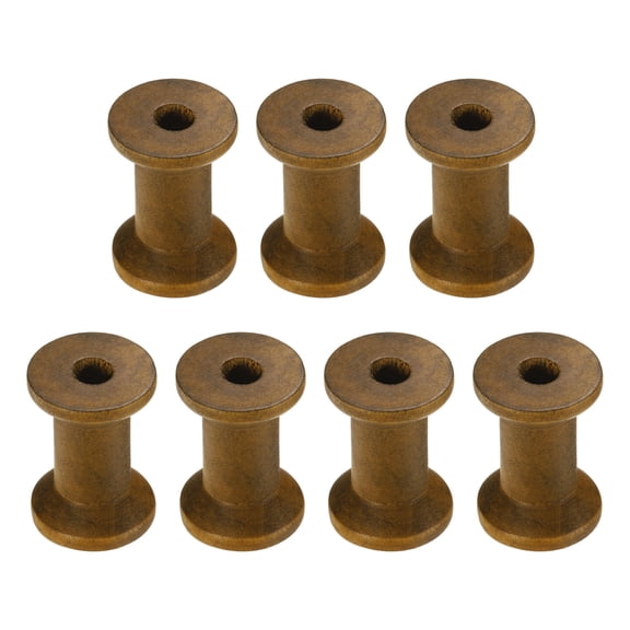 7 Pack Wooden Bobbins, 0.79" x 1.18"(WxH) Unfinished Wooden Spools Wire Weaving Bobbins Empty Thread Spools, Camel