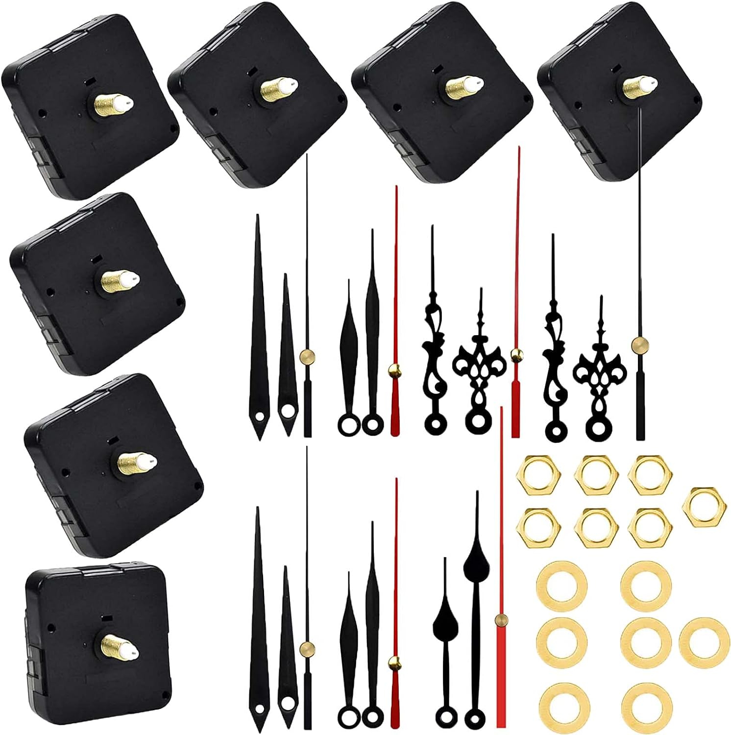 7 Pack of BatteryPowered Clock Mechanisms Long and Short Shaft
