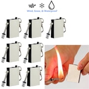 7 Pack of Waterproof & Windproof Permanent Match Lighter, Strike To Light Survival Camp Fire Starter, Stainless Steel Flint Survival Tool