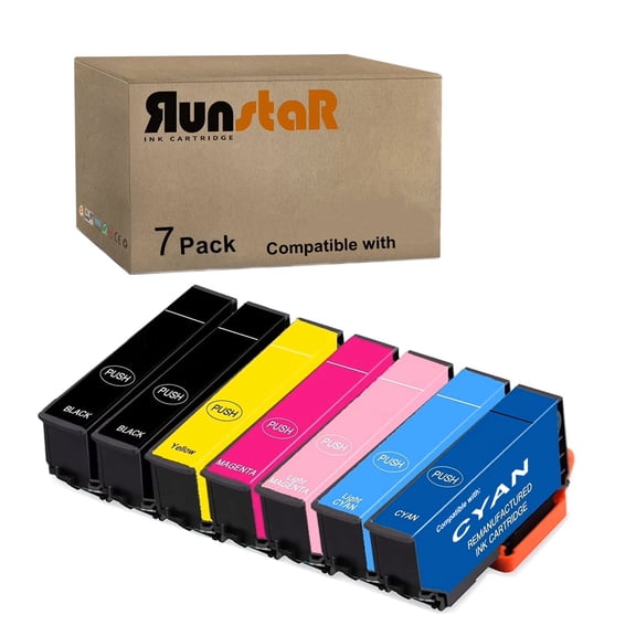 7 Packs Replacement for 277XL Ink Cartridge use for Epson Expression XP-850 XP-860 XP-950 XP-960 Printer (7 Packs; 2 Black, Cyan, Magenta, Yellow, Light Cyan, Light Magenta)