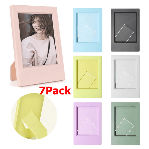 7 Packs 2x3 Mini Photo Frame for Instax Mini Camera Film, Small Tabletop Picture Frame with Clear Protective Film, 3-in Films Frame - Multicolour