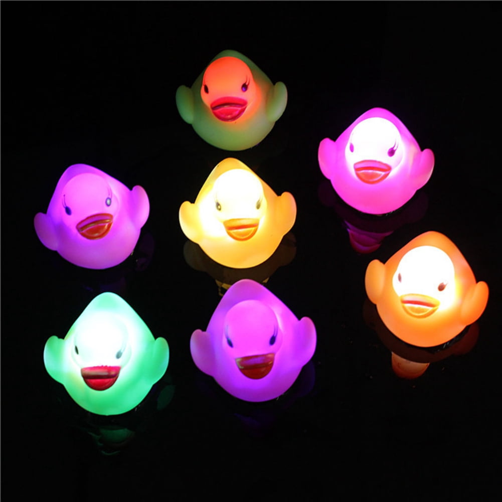 7 Packs Bath Toy Light up Rubber Ducks Floating Bath Toy Glow Bath Toys ...