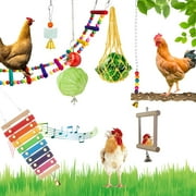 7 Packs Chicken Toys Set, Aousthop Chicken Xylophone Toys for Hens, Chicken Swing Toys, Chicken Mirror Toys,Chicken Pecking Toys and Vegetable Hanging Feeder for Coop hens