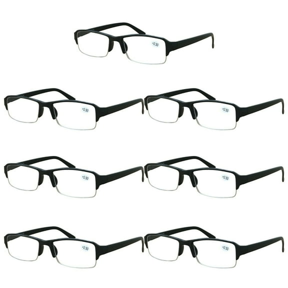 7 Packs Men Women Rectangular Half Frame Blue Light Blocking Reading Glasses Readers for Gaming Computer +1.00